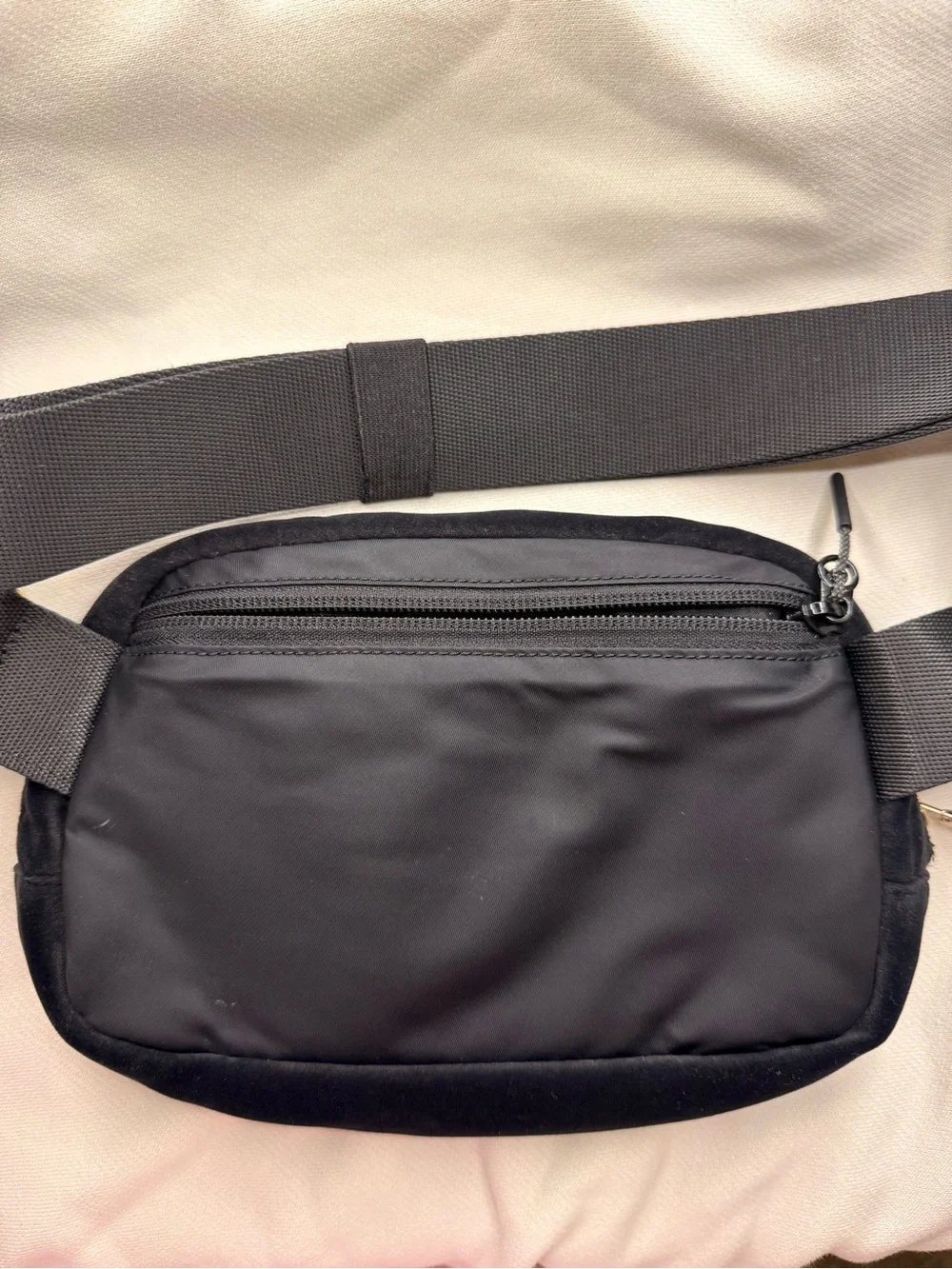 Lululemon Everywhere Belt Bag 1L (Velour Fabric) in Black with Gold Hardware